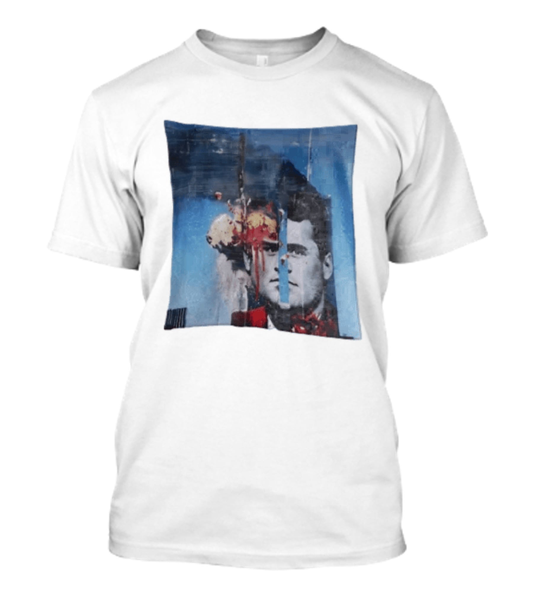 Explosion Face Collage Tower Crew Neck Short Sleeve T-Shirt