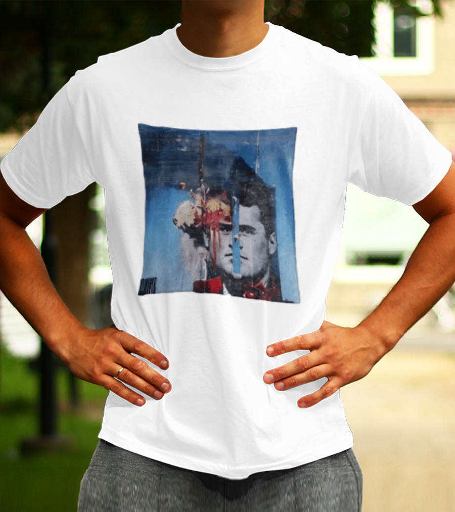 Explosion Face Collage Tower Crew Neck Short Sleeve T-Shirt