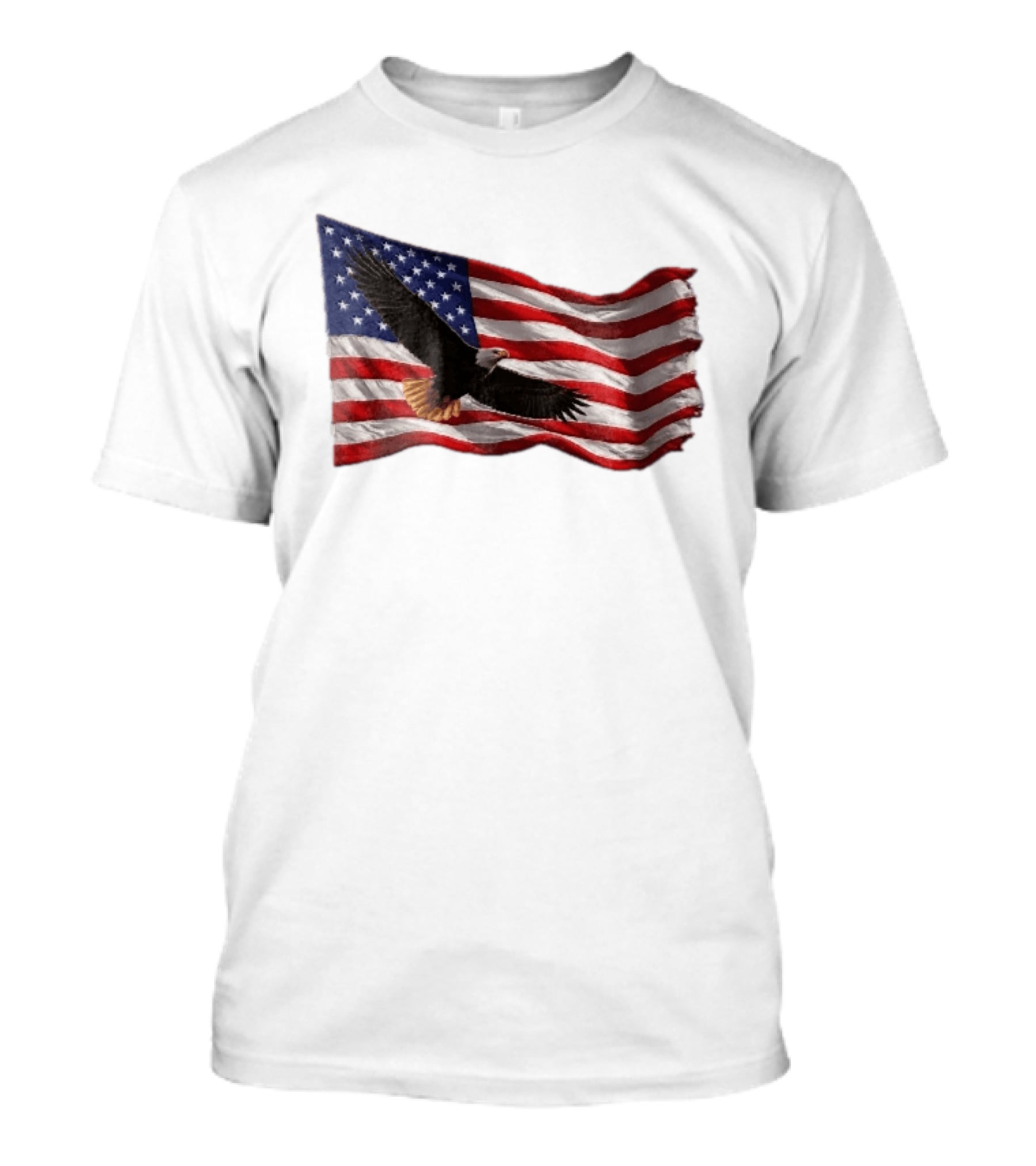 Bald Eagle Soaring Over Distressed American Flag Patriotic T-Shirt