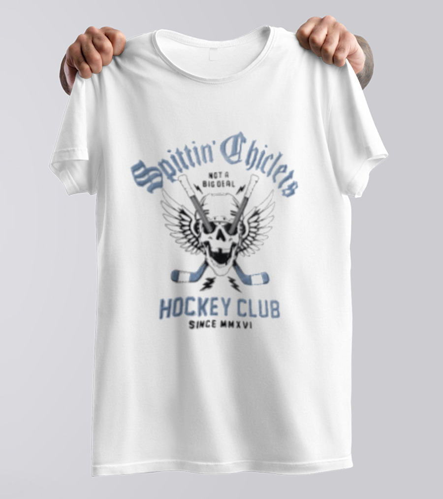 Spittin' Chiclets Winged Skull Helmet Hockey Club Since MMXVI T-Shirt
