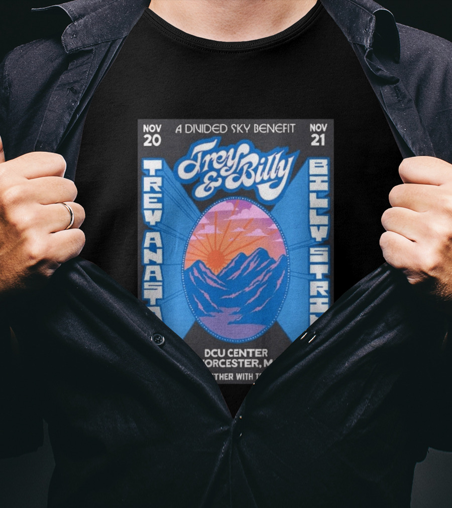 Trey Anastasio And Billy Strings A Divided Sky Benefit At DCU Center Worcester MA November 20 21 2026 T-Shirt