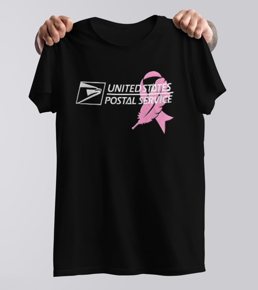 United States Postal Service Pink Breast Cancer Awareness Feather Ribbon T-Shirt