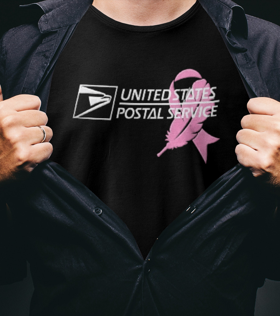 United States Postal Service Pink Breast Cancer Awareness Feather Ribbon T-Shirt