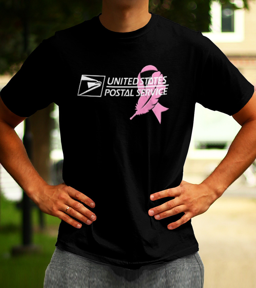 United States Postal Service Pink Breast Cancer Awareness Feather Ribbon T-Shirt