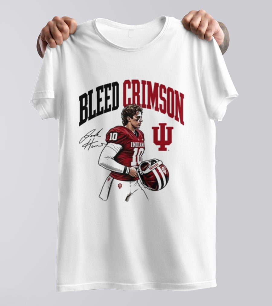 Bleed Crimson IU Football Number 10 Player Signature T-Shirt