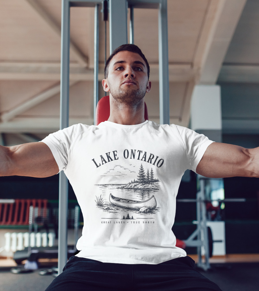 Lake Ontario Great Lakes True North Scenic Canoe And Pines T-Shirt