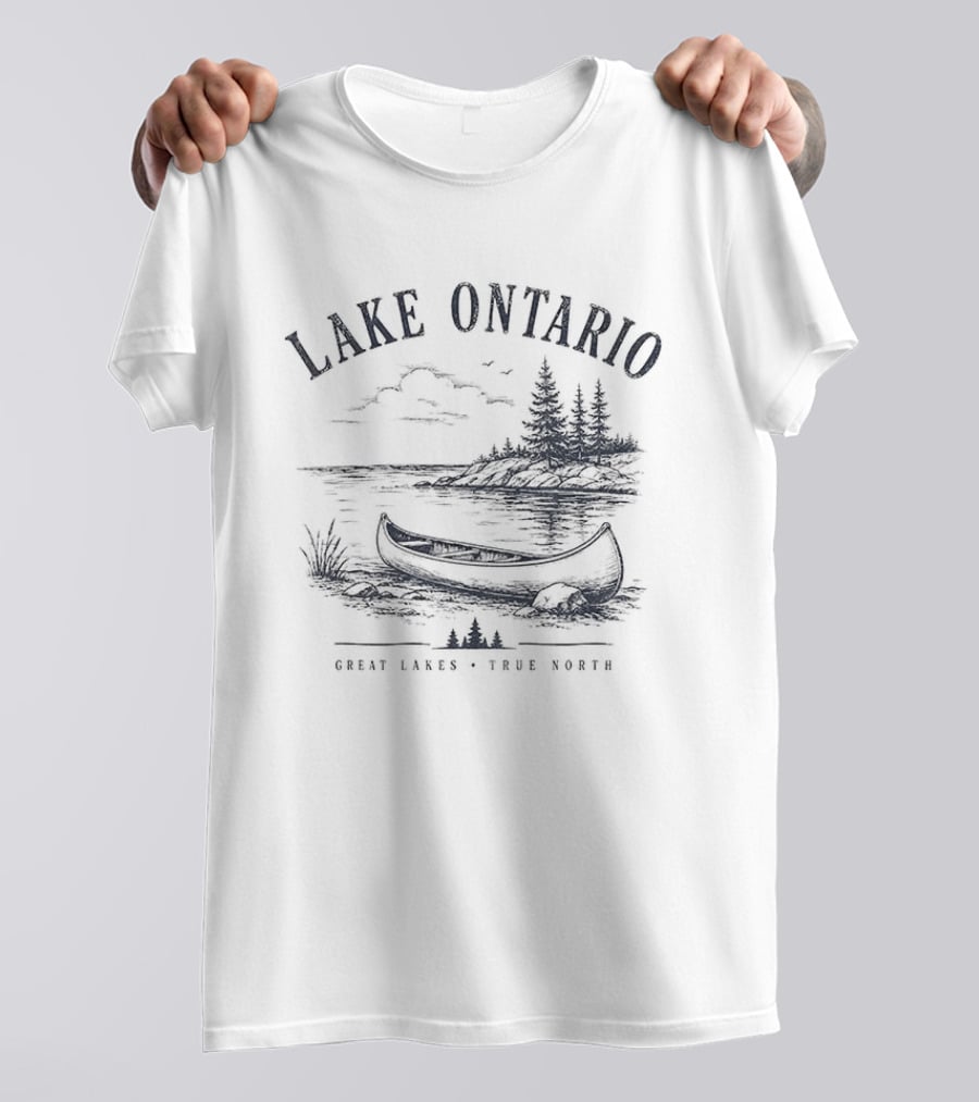 Lake Ontario Great Lakes True North Scenic Canoe And Pines T-Shirt