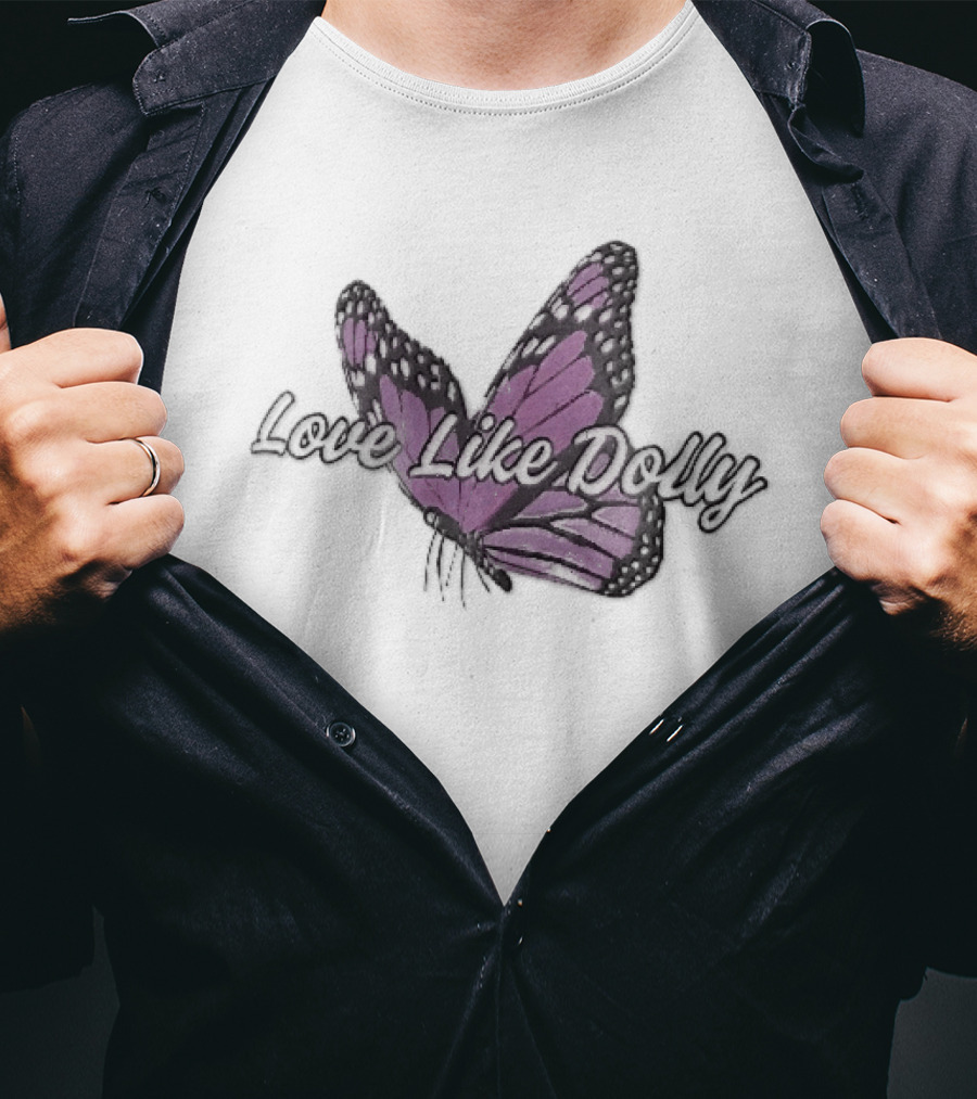 Love Like Dolly Purple Monarch Butterfly Open Wings T-Shirt