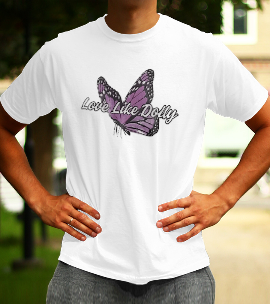 Love Like Dolly Purple Monarch Butterfly Open Wings T-Shirt