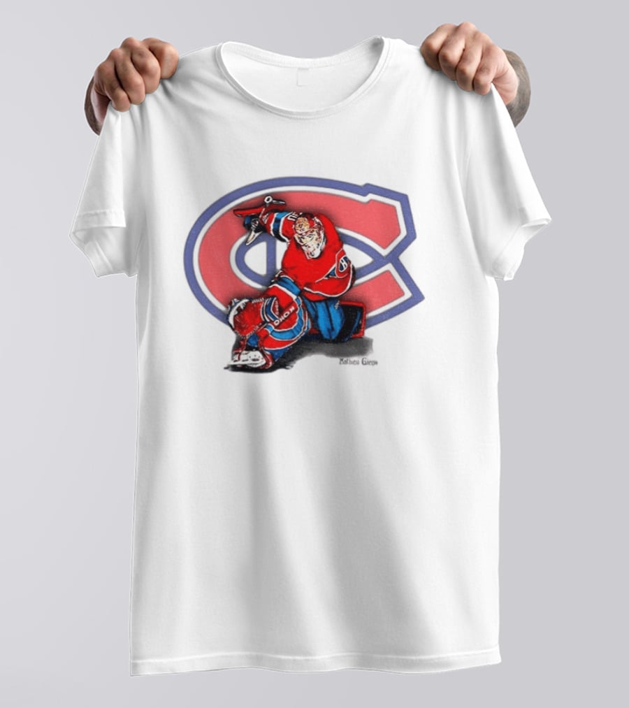 Montreal Canadiens Mathieu Garon NHL Hockey Goalie Action Pose T-Shirt