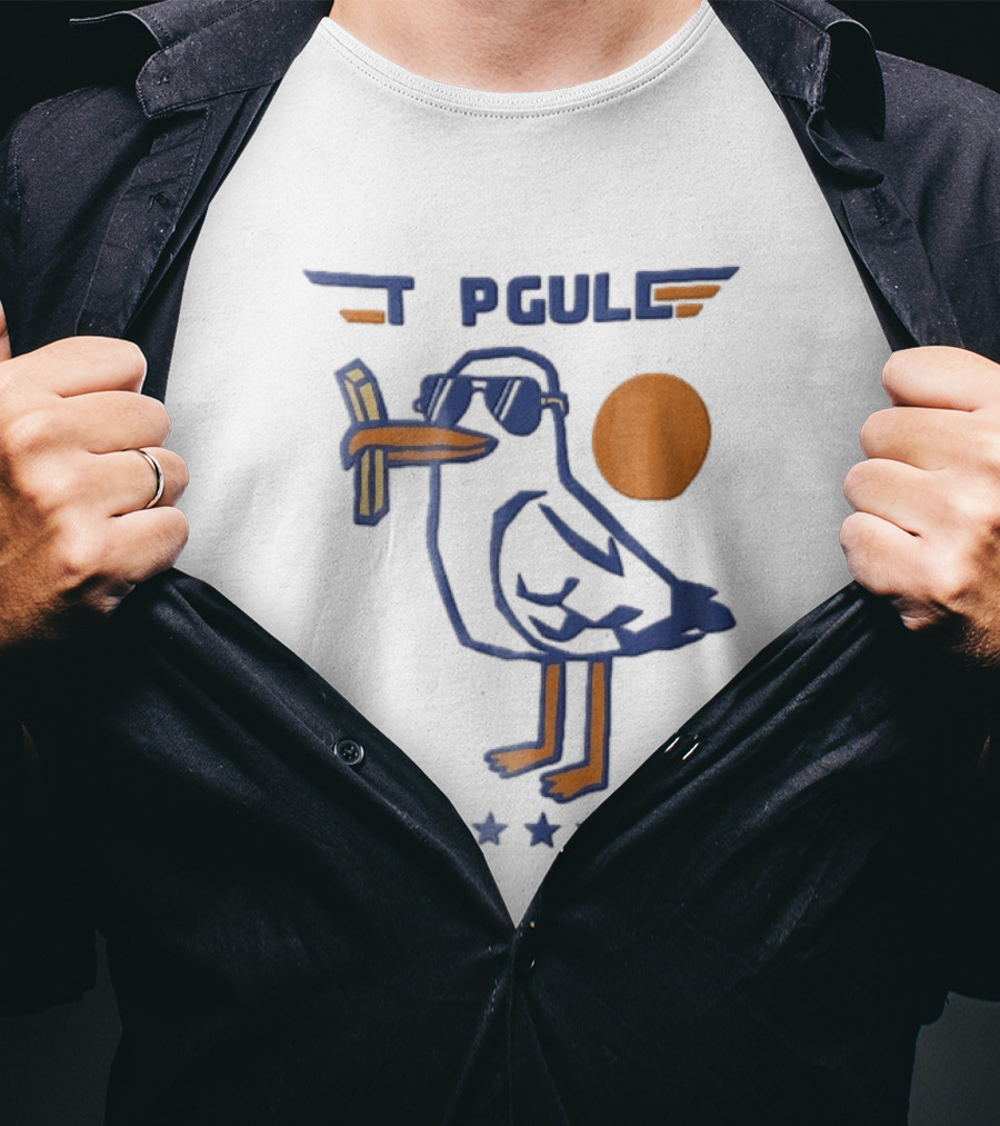 Top Gull Cartoon Seagull Sunglasses French Fries Sun Stars T-Shirt