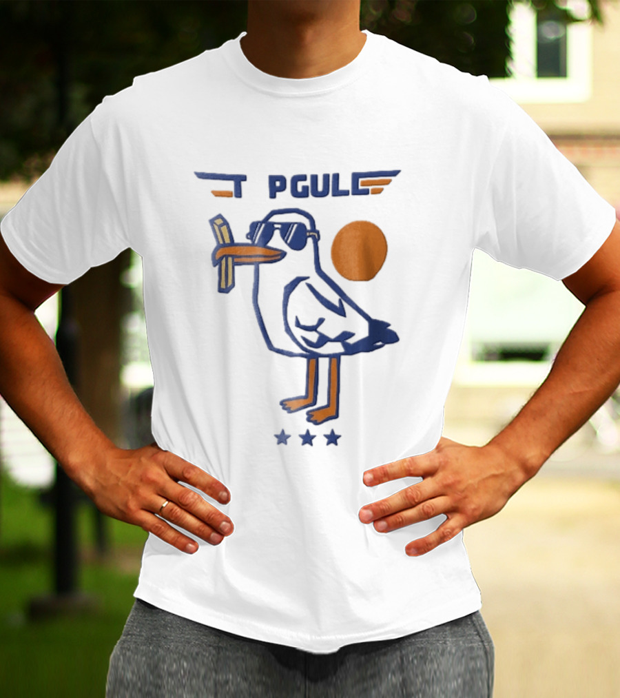 Top Gull Cartoon Seagull Sunglasses French Fries Sun Stars T-Shirt