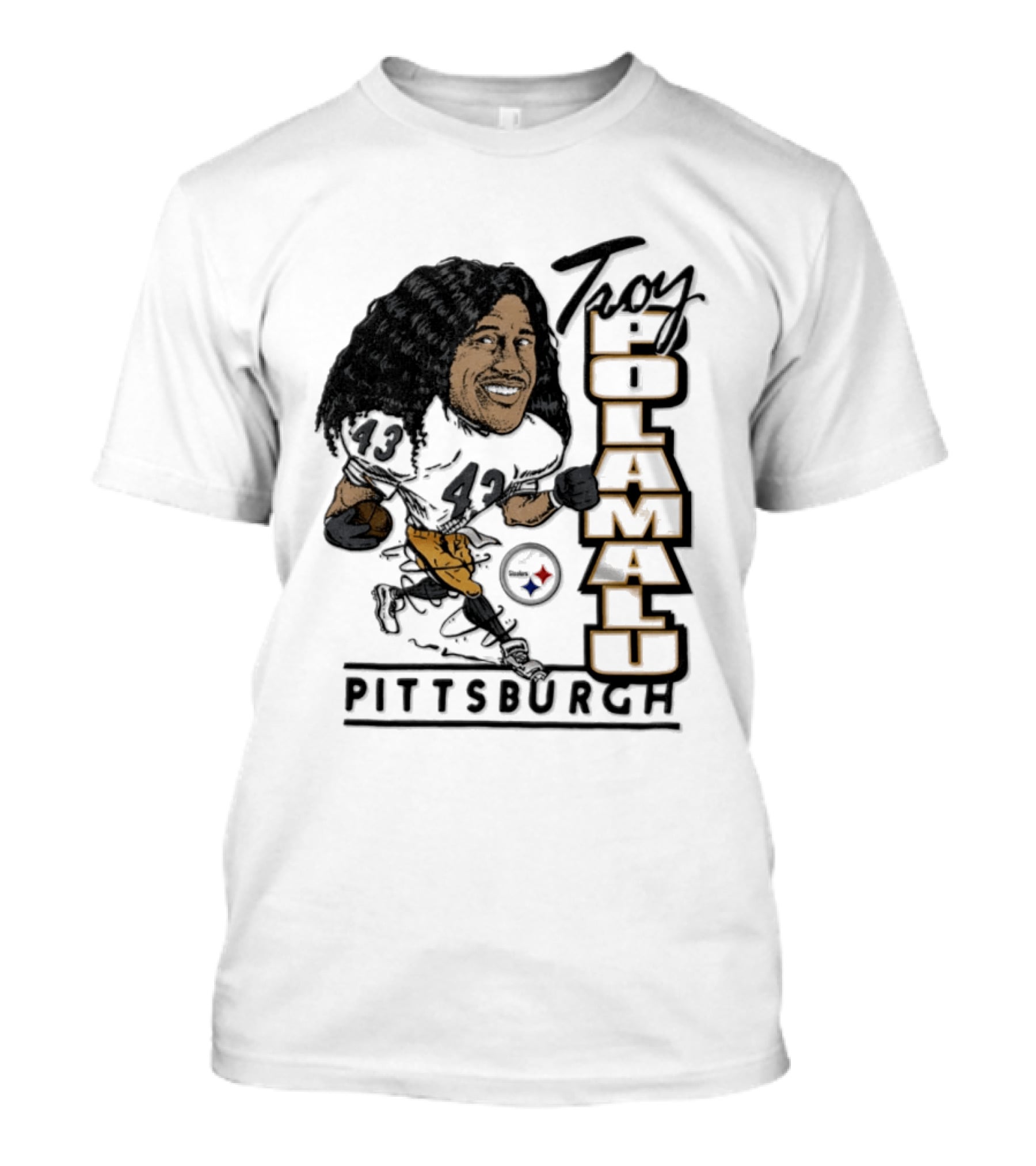 Troy Polamalu Pittsburgh Steelers 43 Caricature T-Shirt
