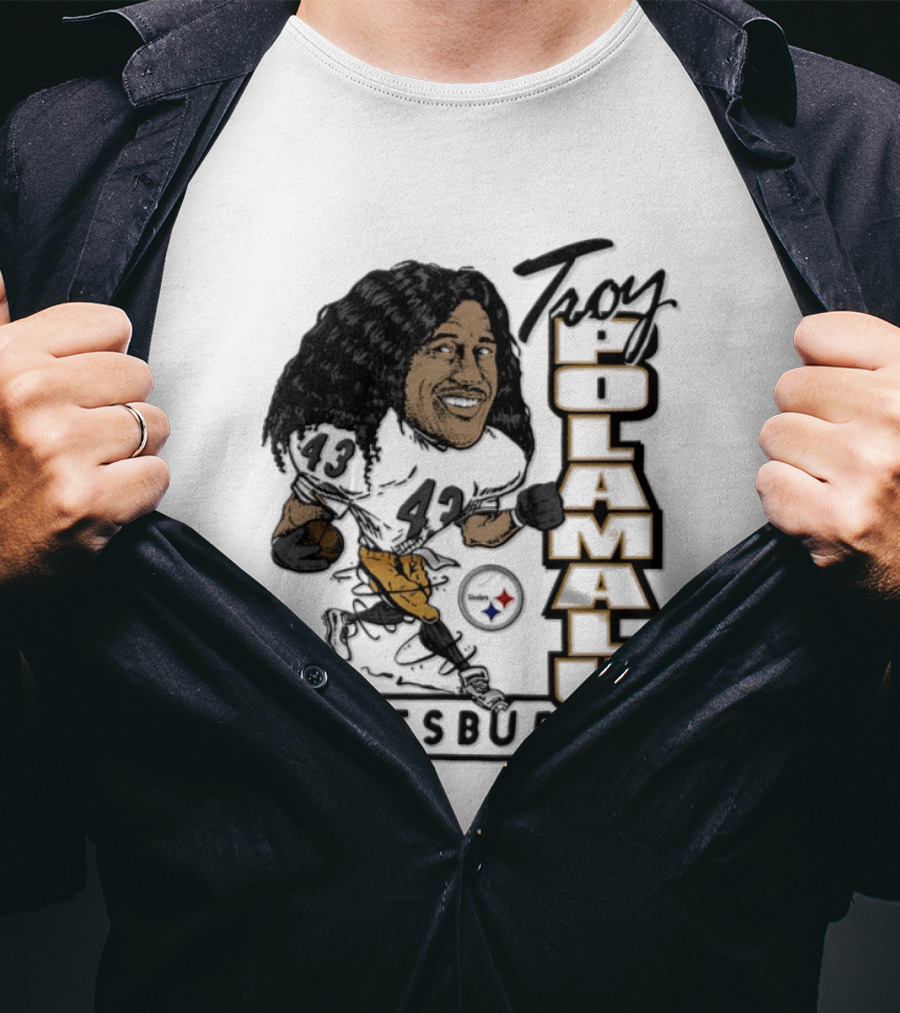Troy Polamalu Pittsburgh Steelers 43 Caricature T-Shirt