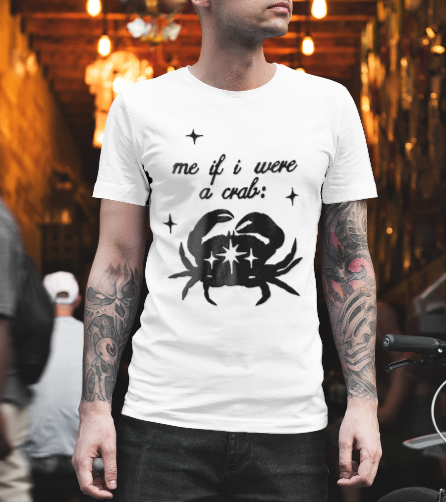 Me If I Were A Crab Crustacean Sparkles Silhouette Four Point Stars T-Shirt