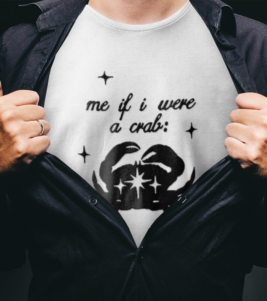 Me If I Were A Crab Crustacean Sparkles Silhouette Four Point Stars T-Shirt