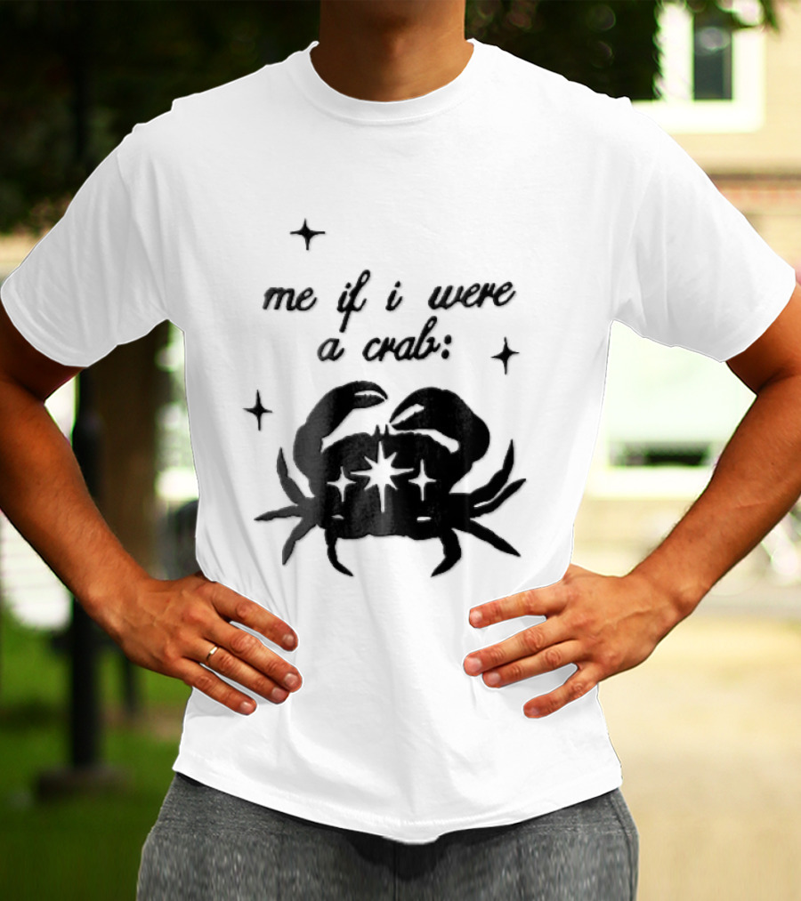 Me If I Were A Crab Crustacean Sparkles Silhouette Four Point Stars T-Shirt