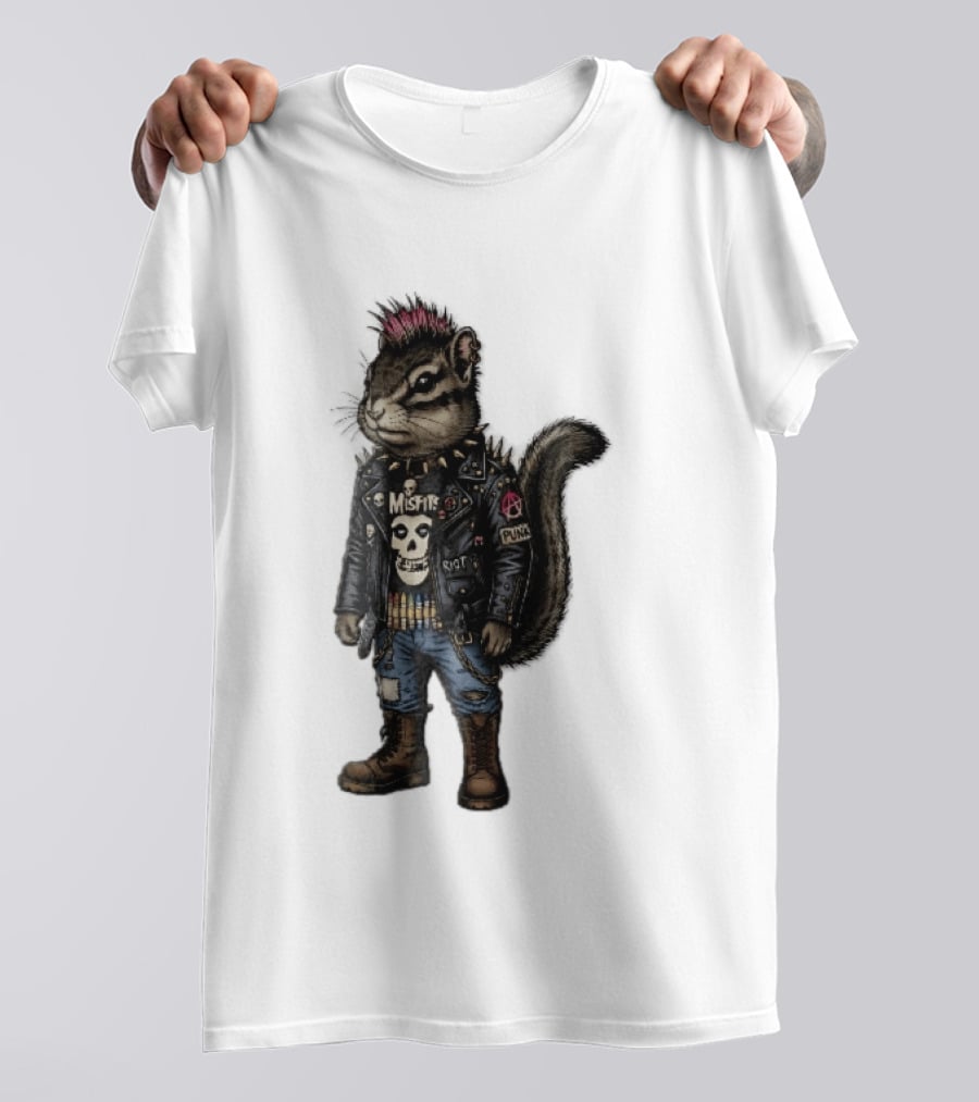 Misfits Chipmunk Riot Punk Pink Mohawk Leather Jacket Boots T-Shirt