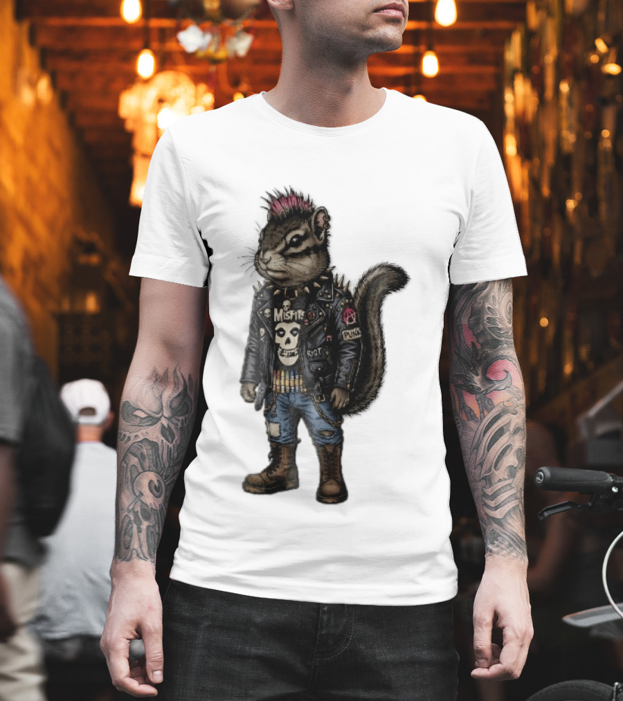 Misfits Chipmunk Riot Punk Pink Mohawk Leather Jacket Boots T-Shirt
