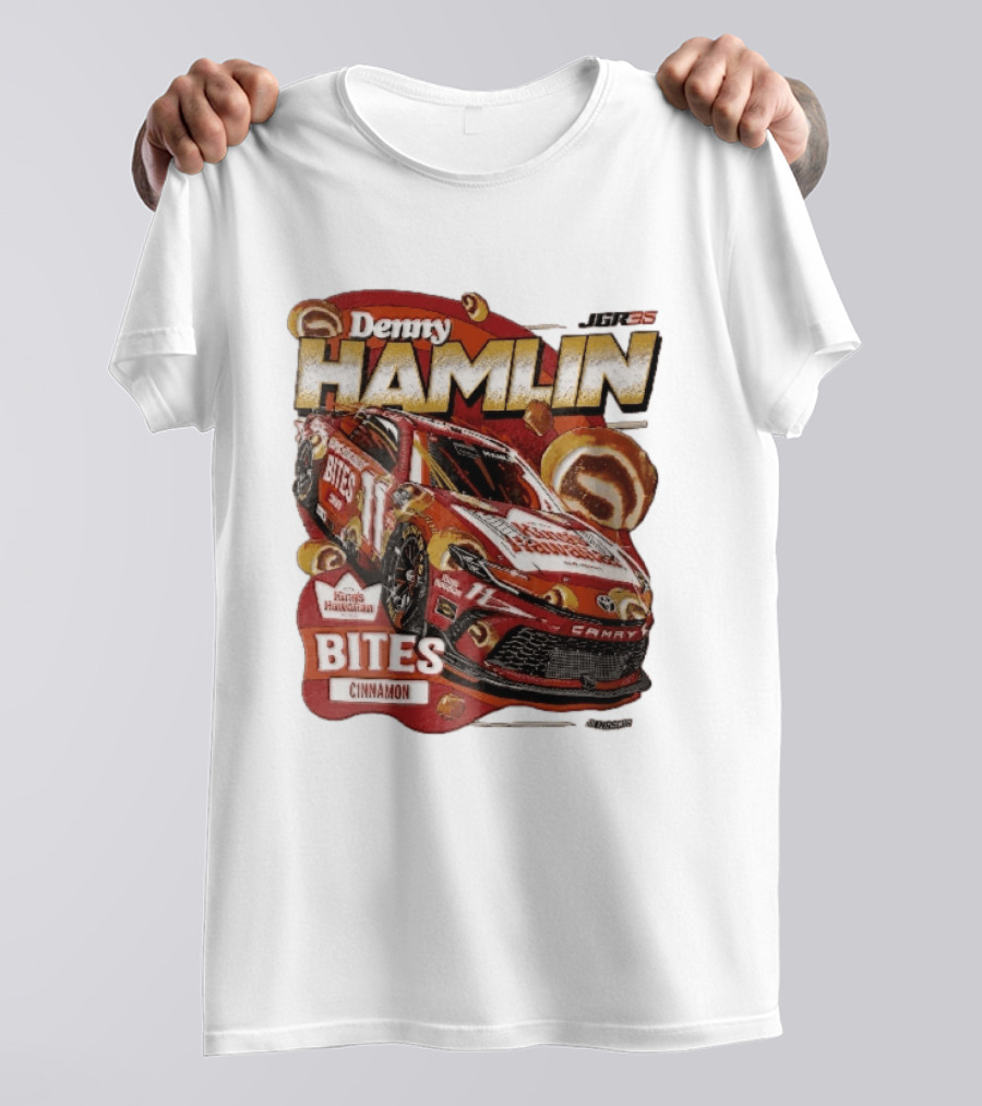 Denny Hamlin JGR 11 NASCAR King's Hawaiian Bites Cinnamon Red Camry Race Car T-Shirt