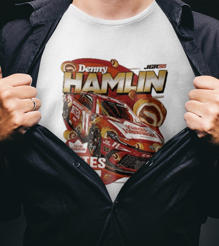 Denny Hamlin JGR 11 NASCAR King's Hawaiian Bites Cinnamon Red Camry Race Car T-Shirt