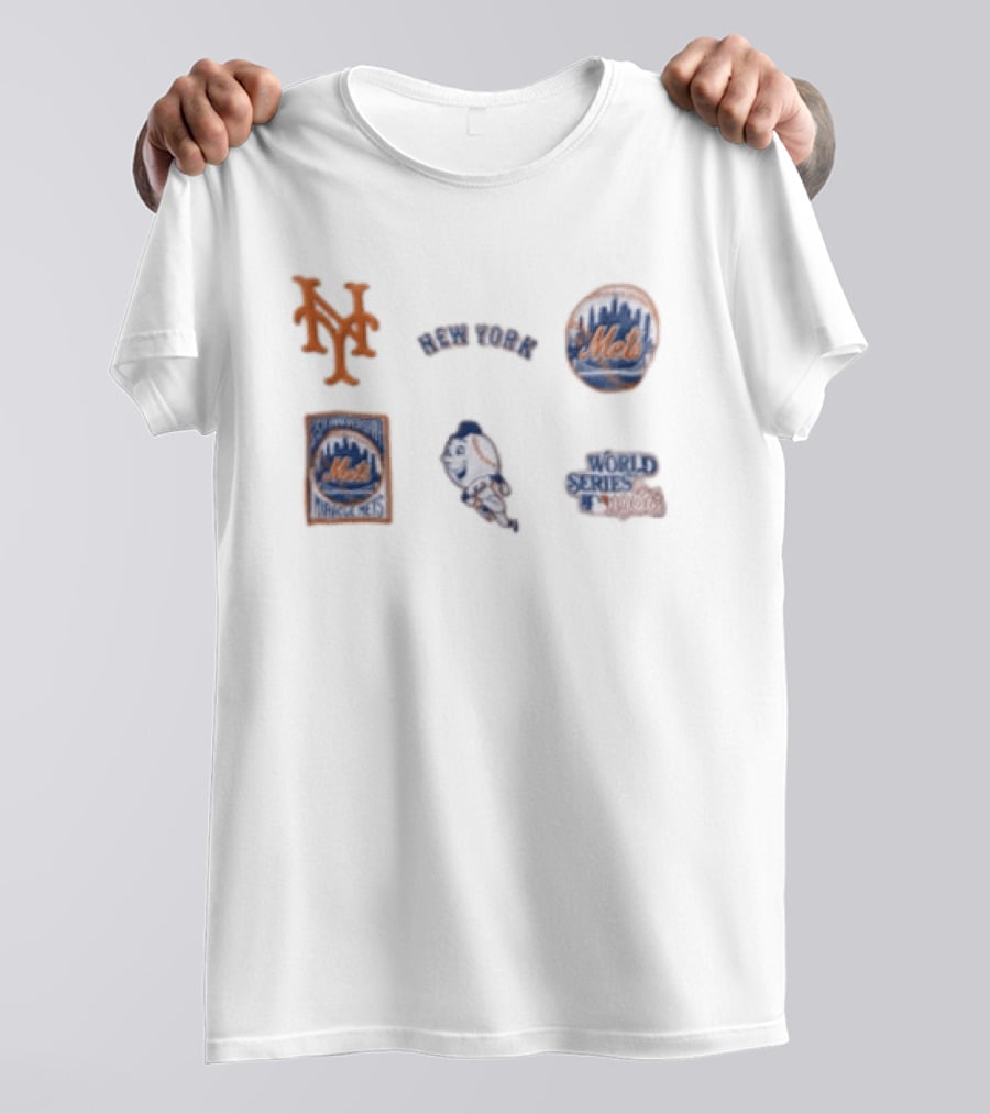 New York Mets 25th Anniversary 1986 World Series Logos T-Shirt