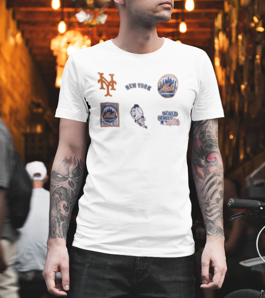 New York Mets 25th Anniversary 1986 World Series Logos T-Shirt