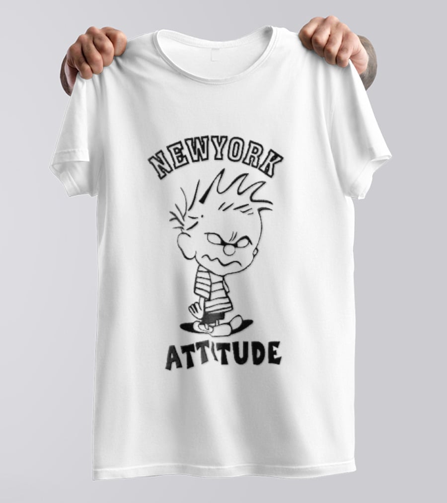 Newyork Attitude Bootleg Angry Spiky Hair Cartoon Boy T-Shirt