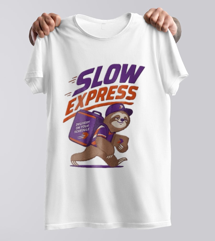 Slow Express Delivery On Your Schedule Cartoon Sloth Courier Carrying Package T-Shirt