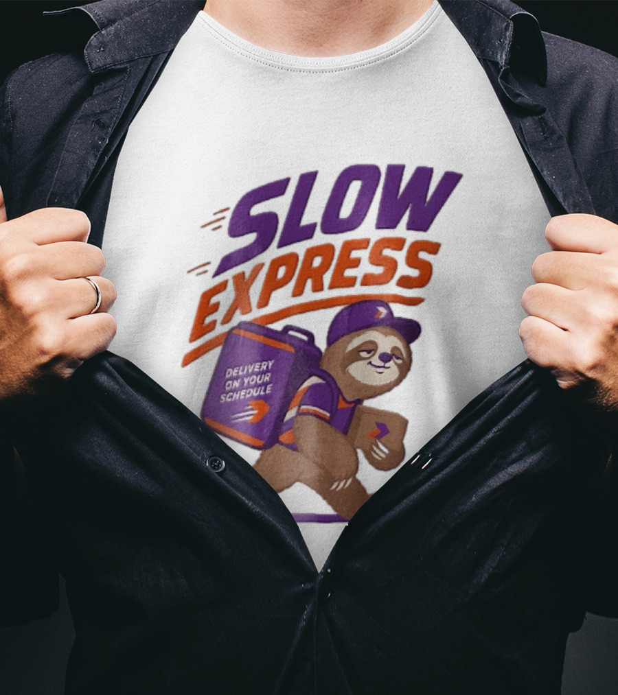 Slow Express Delivery On Your Schedule Cartoon Sloth Courier Carrying Package T-Shirt