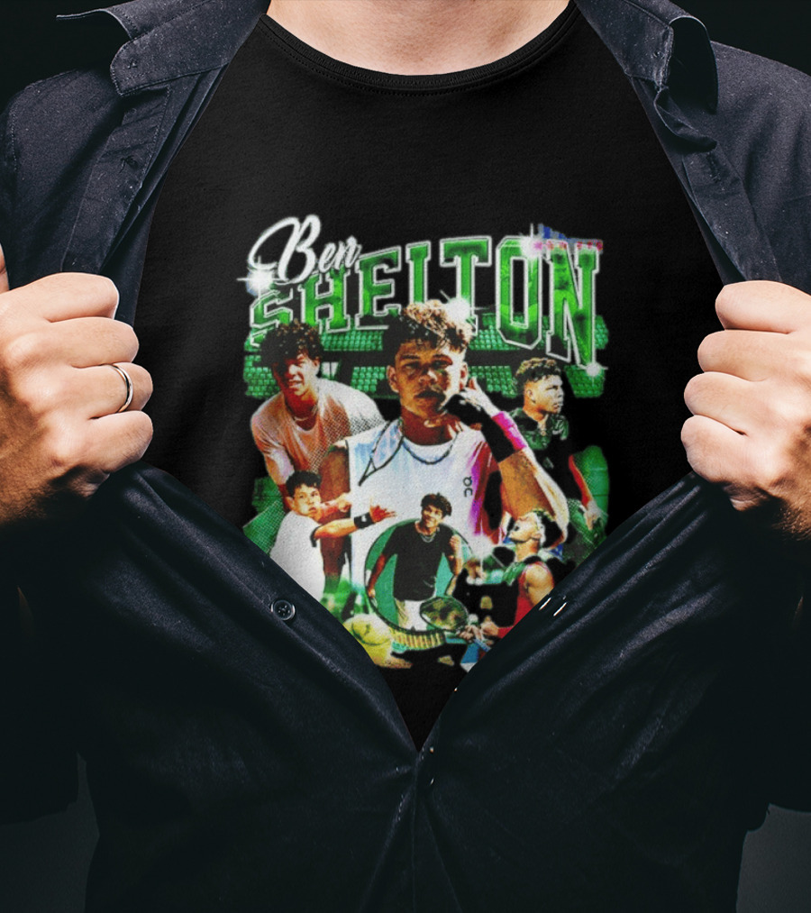 Ben Shelton Tennis Champions Green Collage T-Shirt