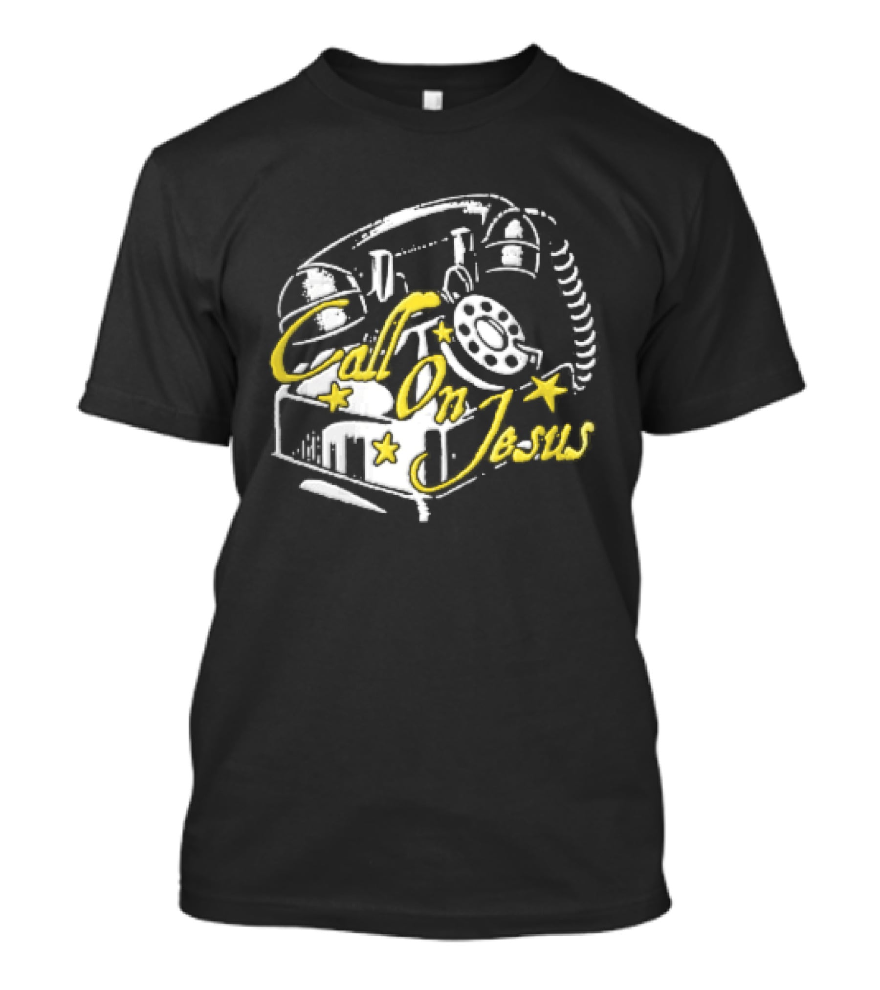 Call On Jesus Rotary Telephone Yellow Stars T-Shirt