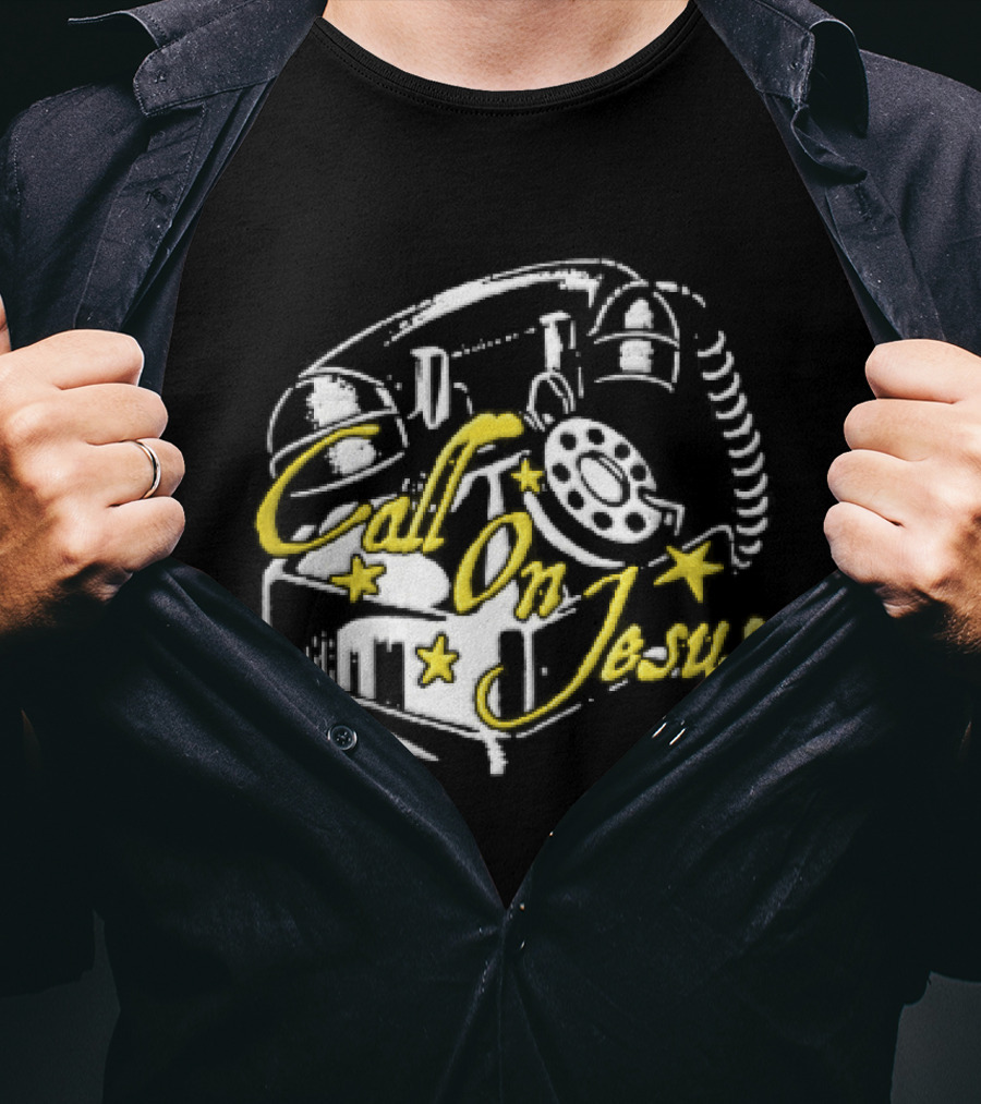 Call On Jesus Rotary Telephone Yellow Stars T-Shirt