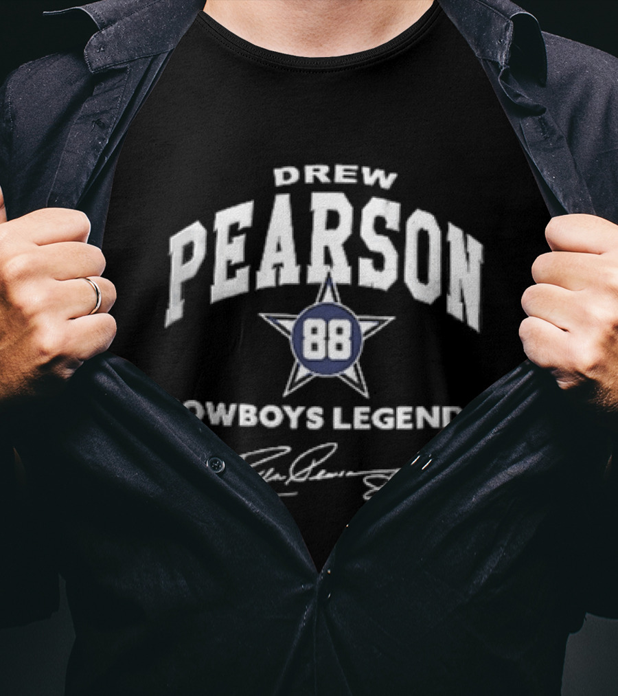 Drew Pearson 88 Cowboys Legends Star Signed T-Shirt