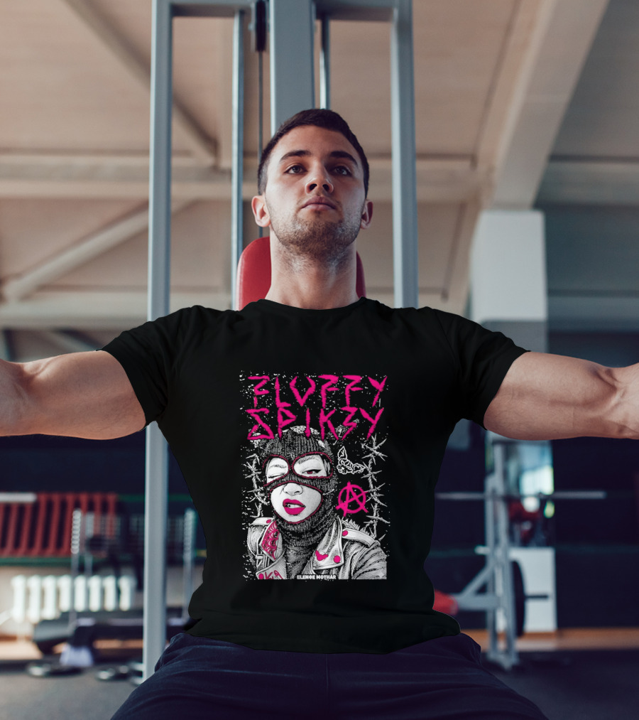 Fluffy Spikzy Elenoe Mothar Balaclava Anarchy Art With Barbed Wire And Punk T-Shirt