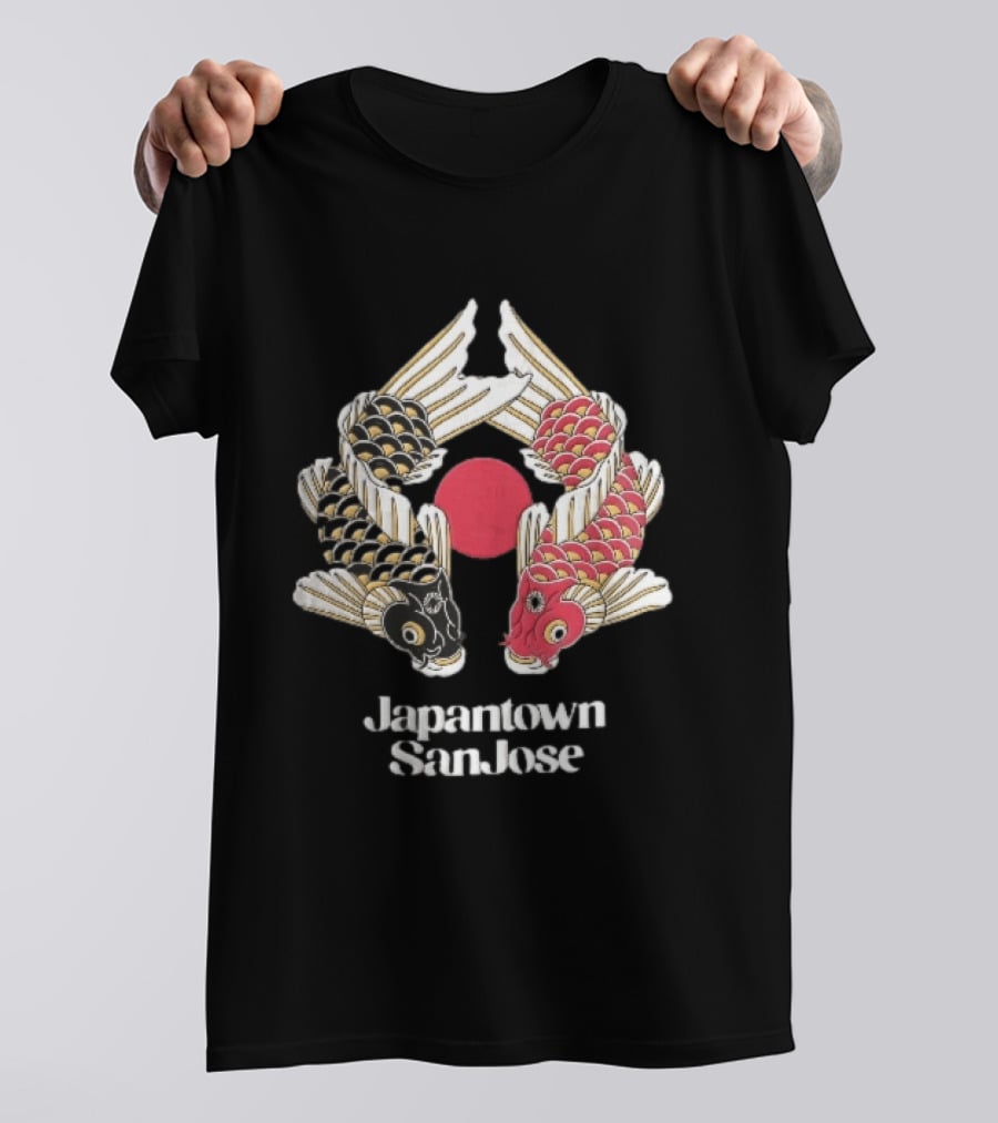 Japantown San Jose Two Koi Fish Red Sun T-Shirt