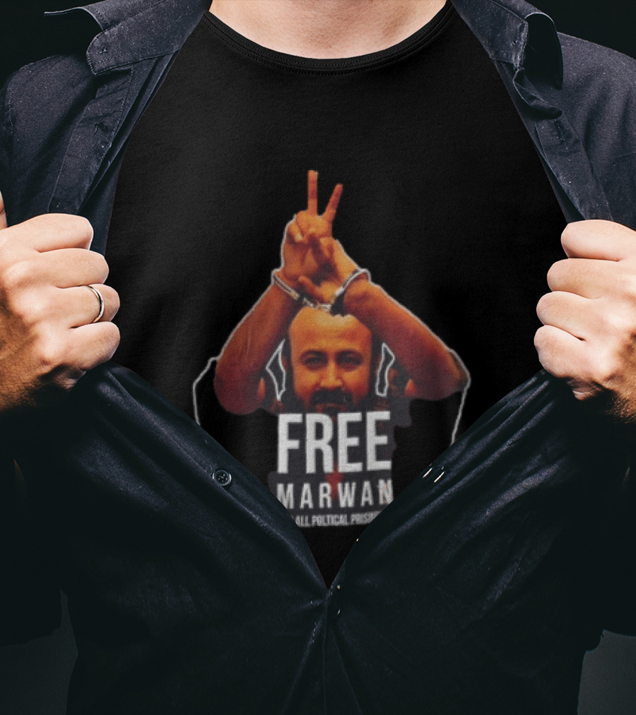 Free Marwan Barghouti And All Political Prisoners Handcuffed Peace Sign T-Shirt
