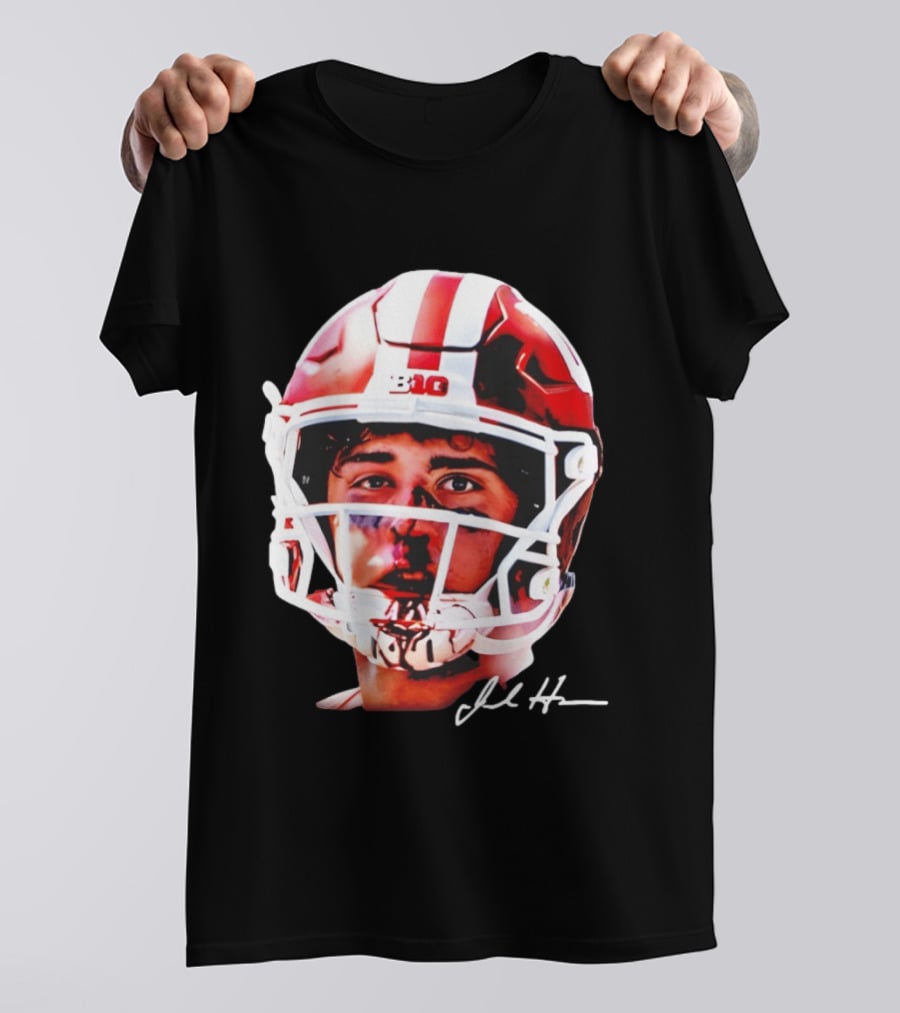 Josh Hoover Indiana Tuff Bloody Face Big Ten Football Helmet Signature T-Shirt