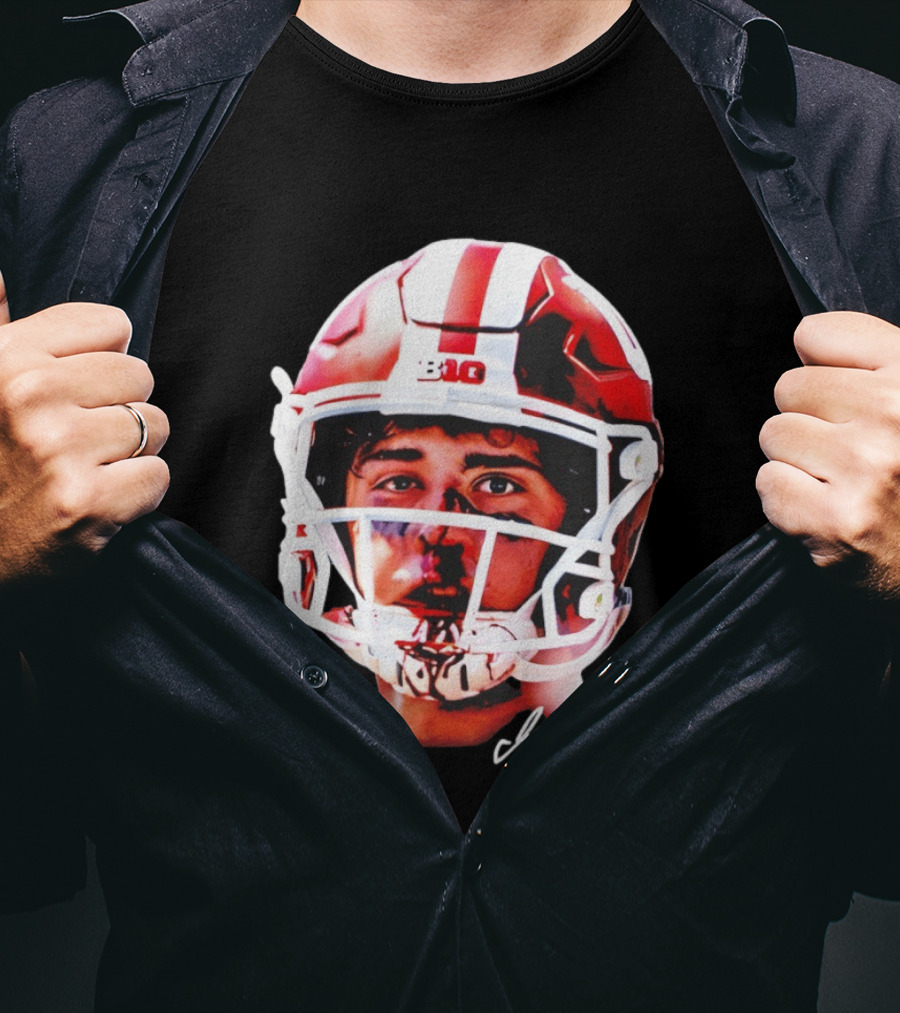 Josh Hoover Indiana Tuff Bloody Face Big Ten Football Helmet Signature T-Shirt