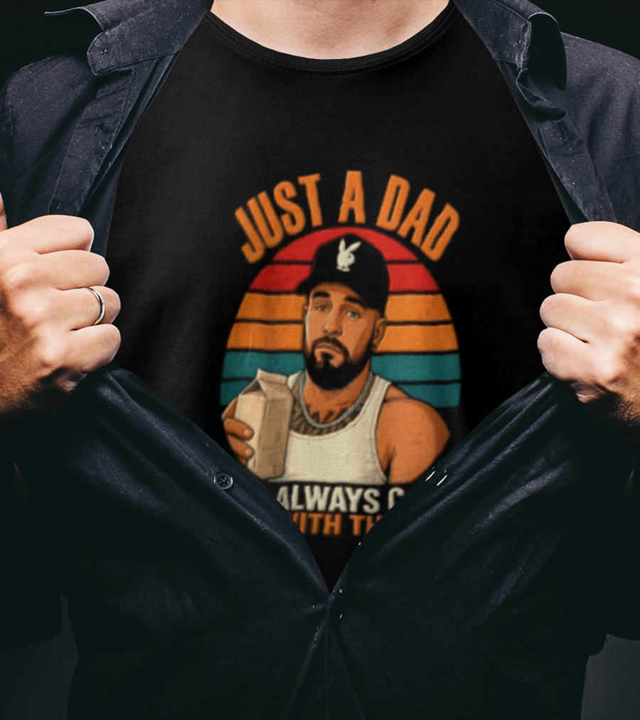 Just A Dad Who Always Came Back With The Milk Man Vintage Sunset Baseball Cap T-Shirt