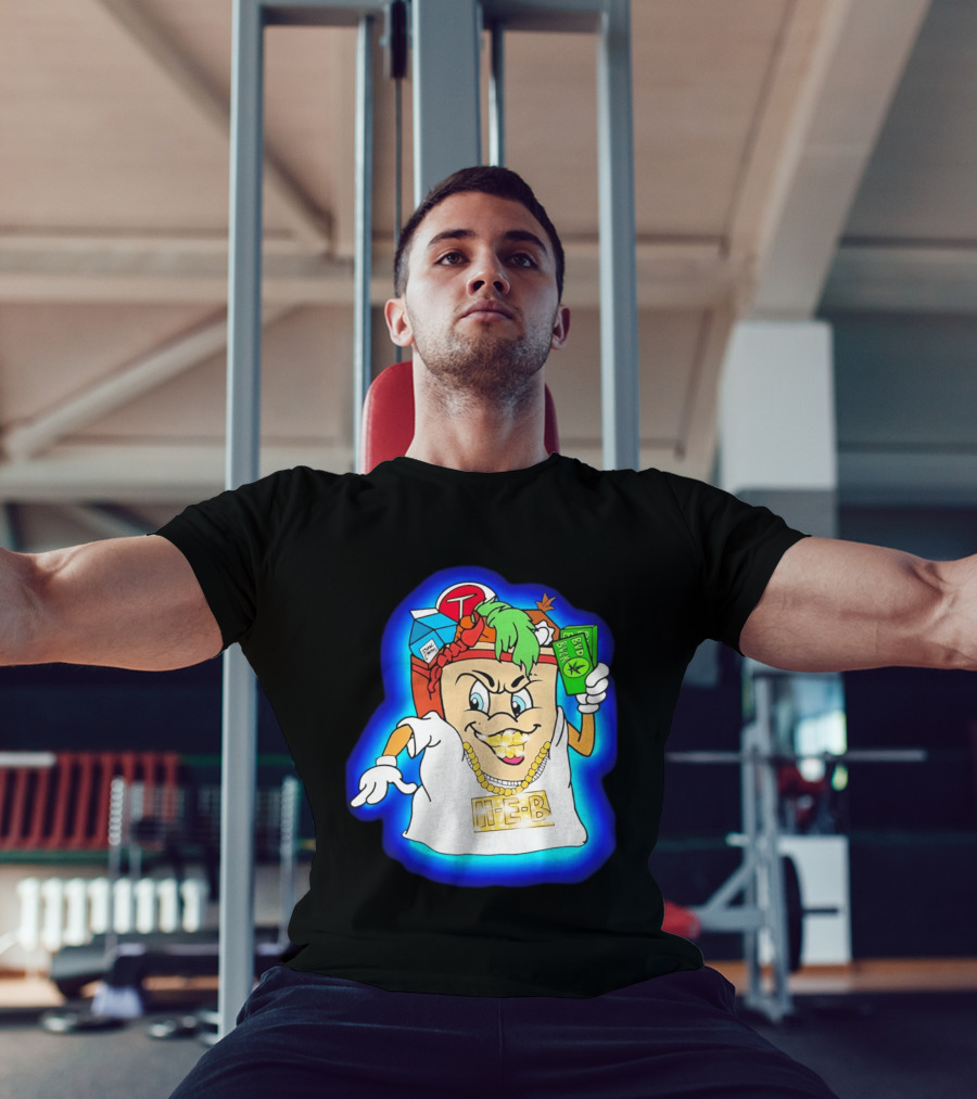 H E Buddy Bud Bucks Character Holding Bud Buck Bills And Wearing Gold Chain With Bling H E B T-Shirt