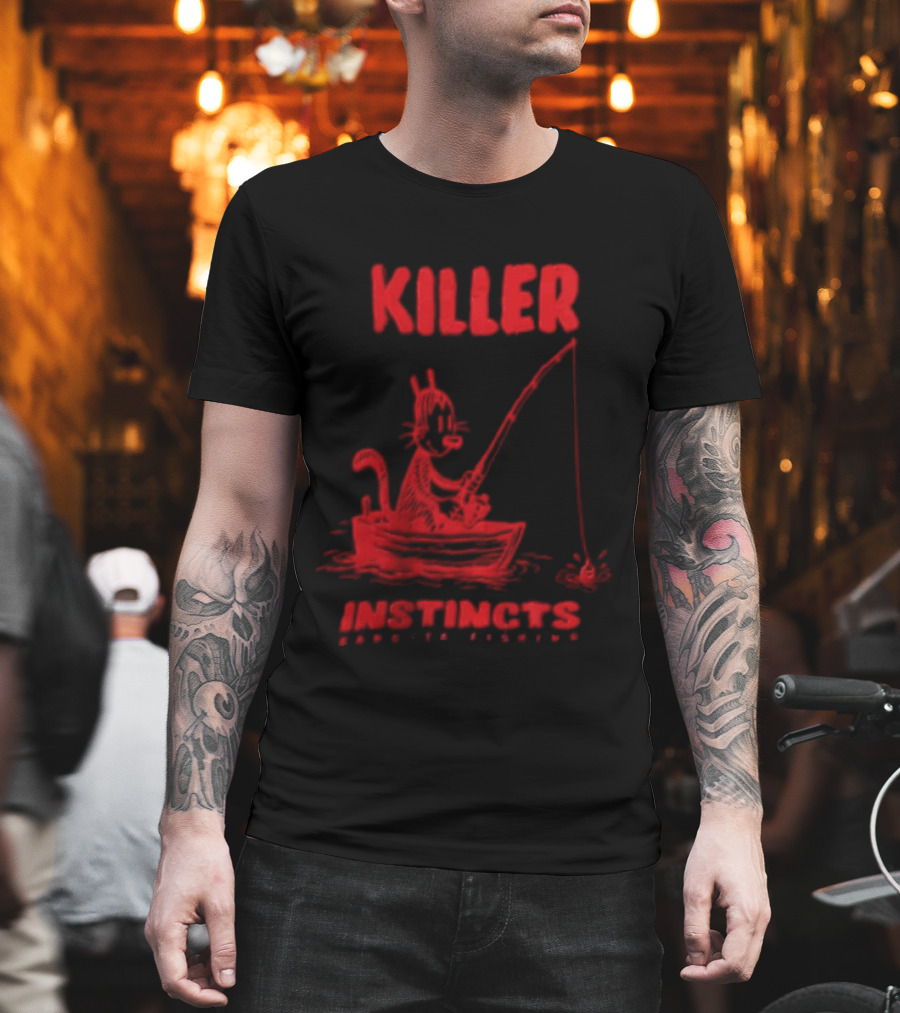 Killer Instincts Fishing Cat In A Boat T-Shirt