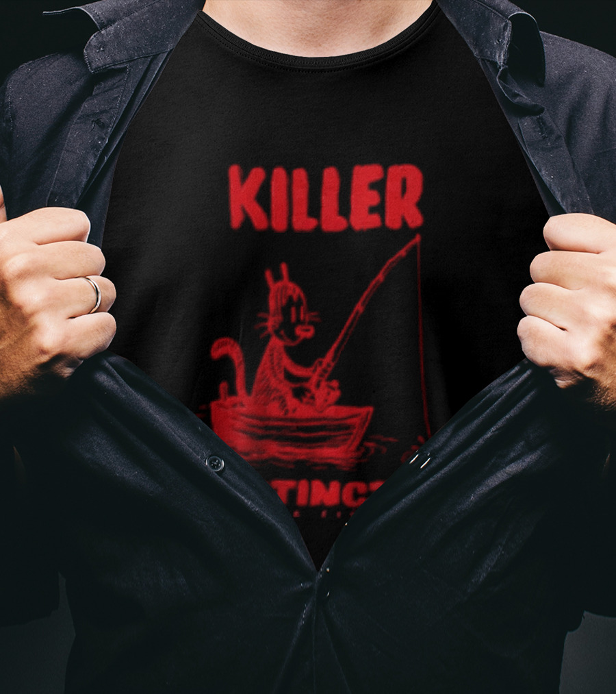 Killer Instincts Fishing Cat In A Boat T-Shirt