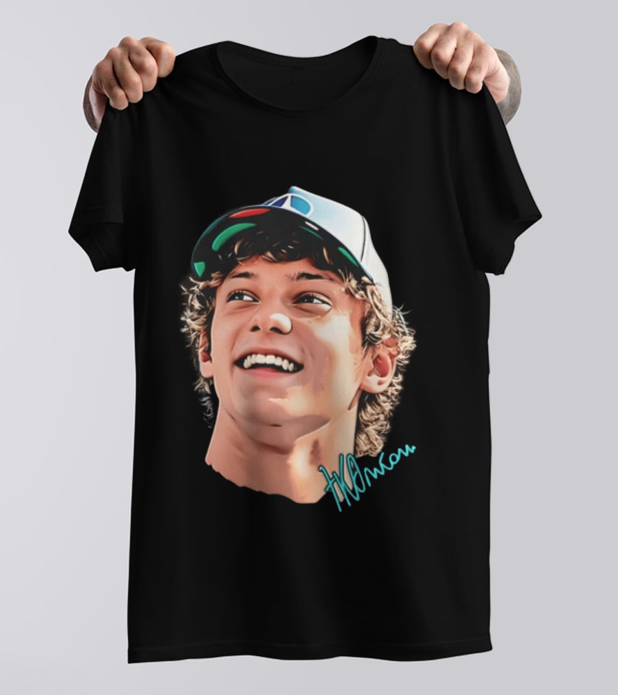 Kimi Antonelli F1 Team Smiley Big Head Signature Cap Racing T-Shirt