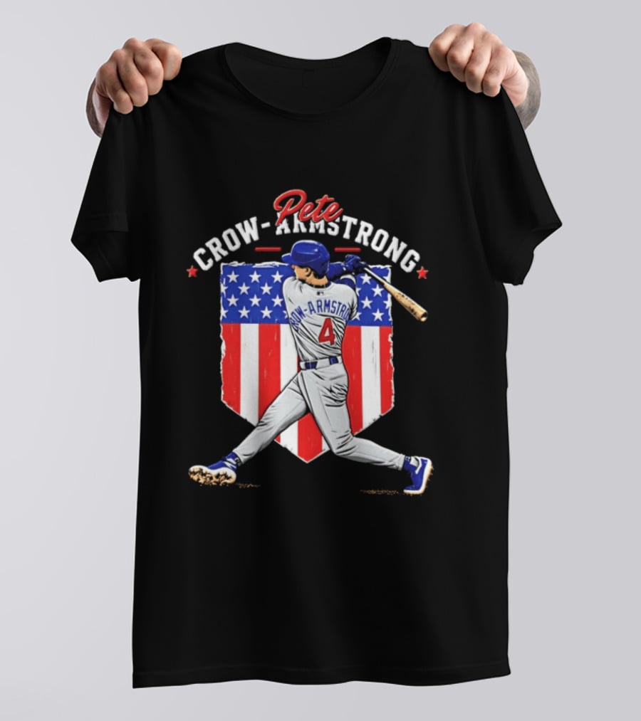 Pete Crow Armstrong Chicago Cubs Baseball 4 American Flag 2026 T-Shirt