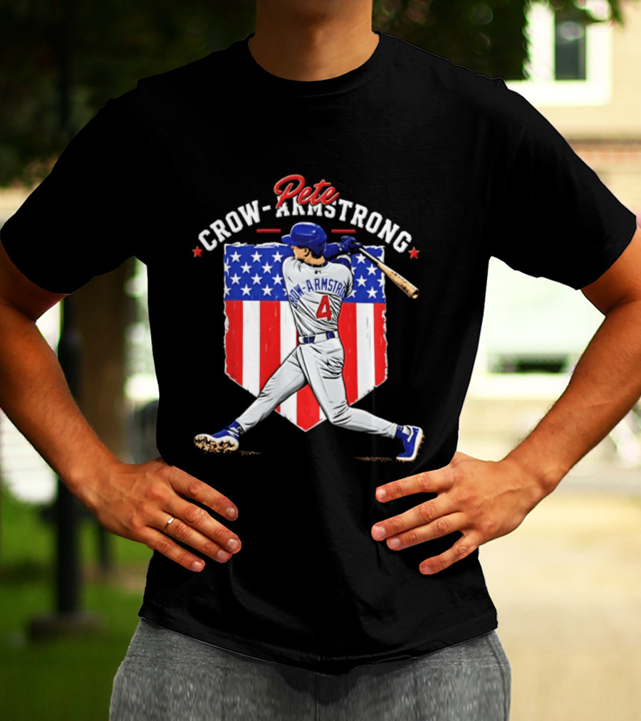 Pete Crow Armstrong Chicago Cubs Baseball 4 American Flag 2026 T-Shirt