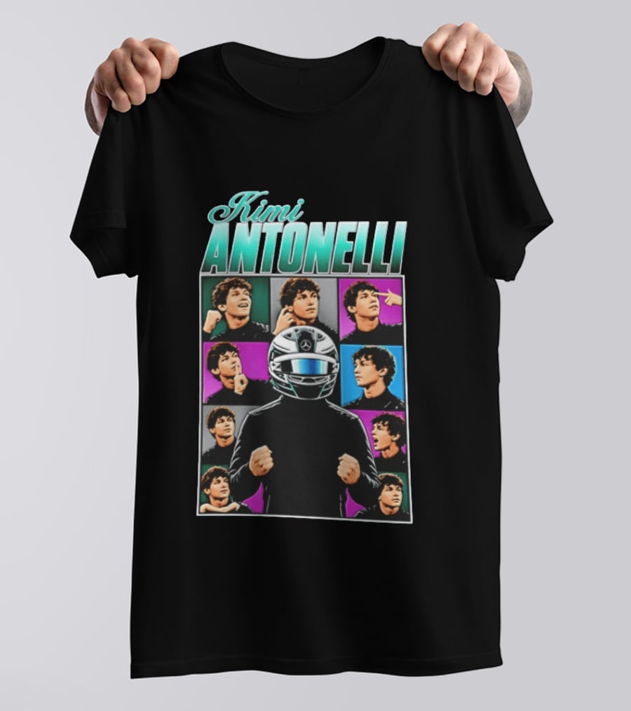 Kimi Antonelli F1 Team Pop Art Helmet Racer T-Shirt