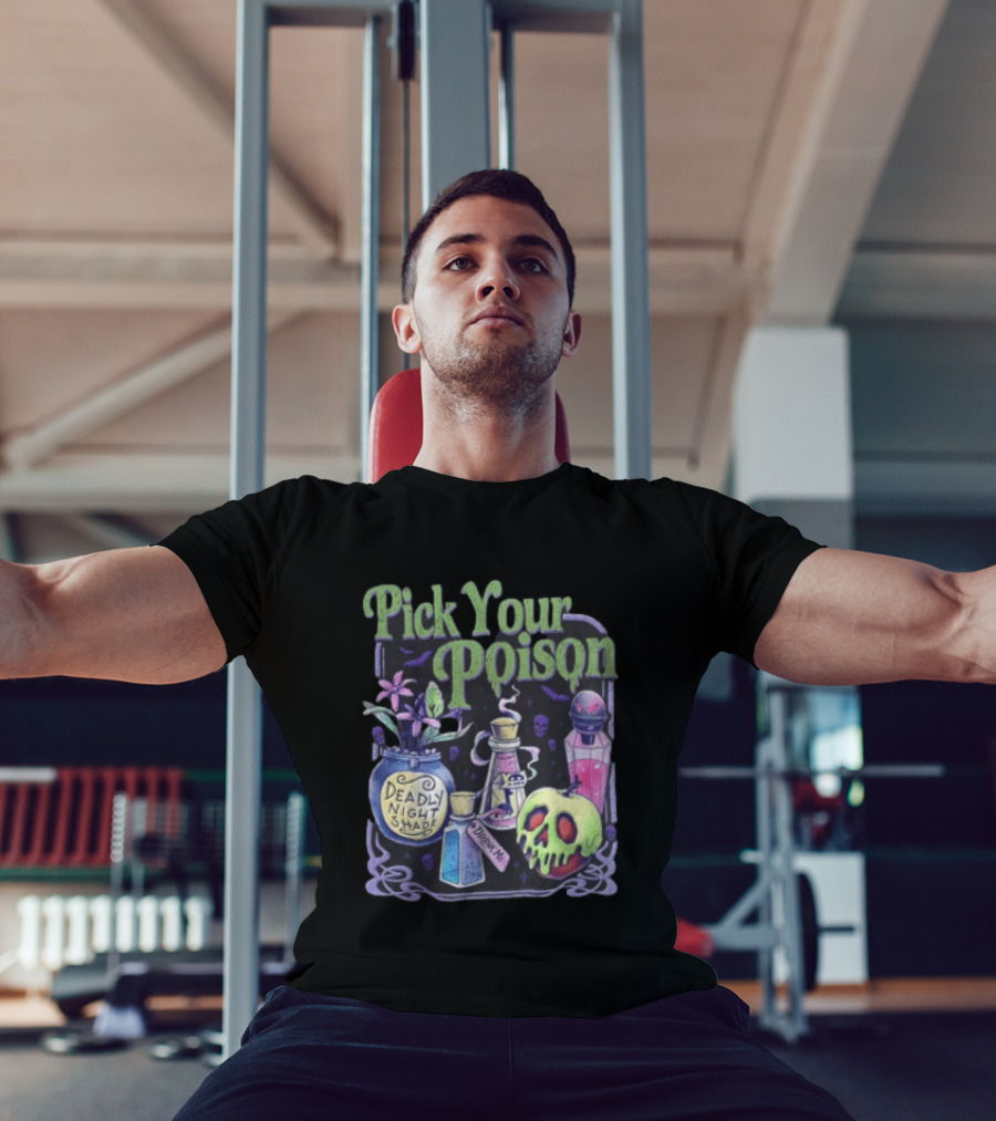 Pick Your Poison Deadly Nightshade Toxic Skull Potion Bottles T-Shirt