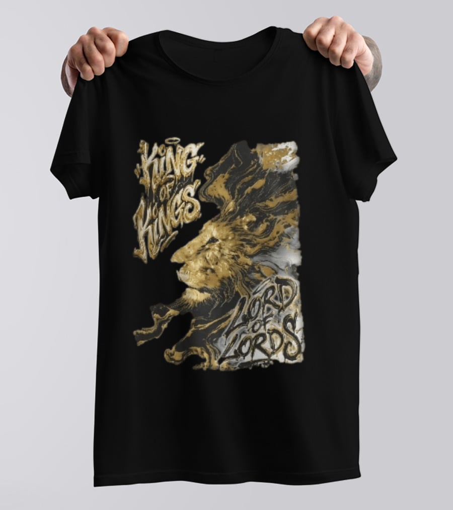 King Of Kings Lord Of Lords Golden Lion Swirling Mane T-Shirt