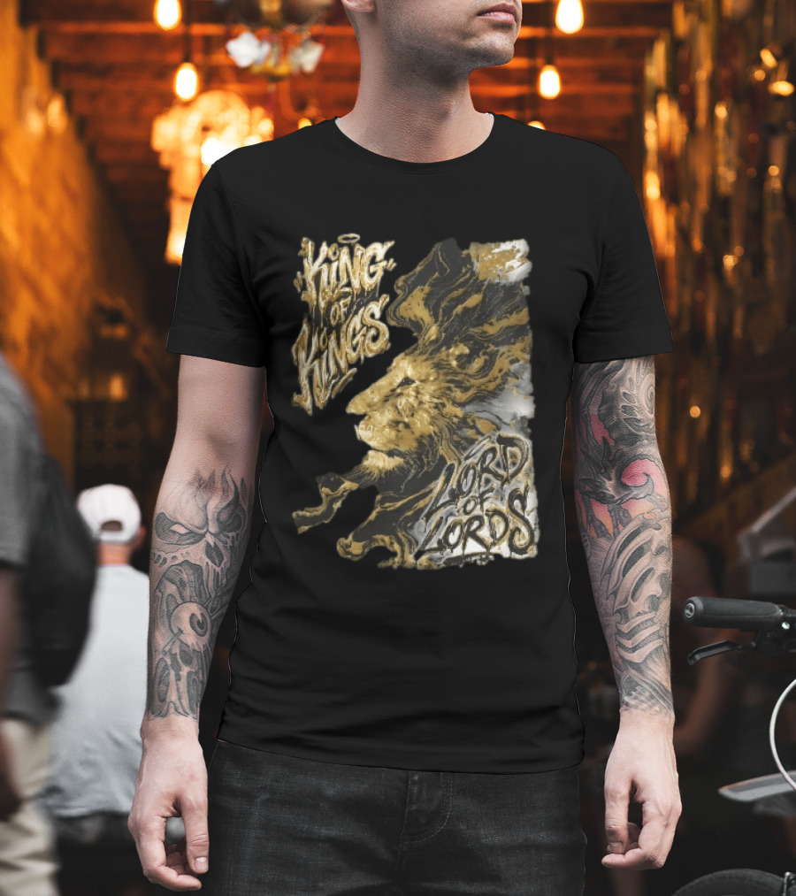 King Of Kings Lord Of Lords Golden Lion Swirling Mane T-Shirt